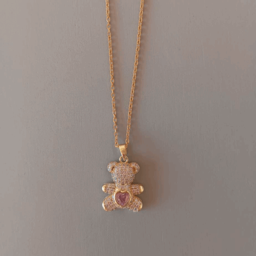 Collar de oro con osito