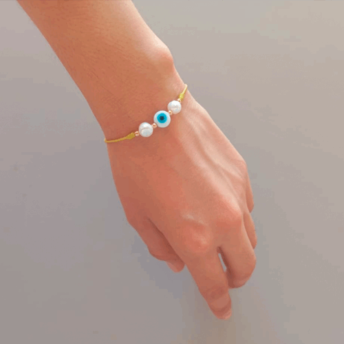 Pulsera verde con ojo turco